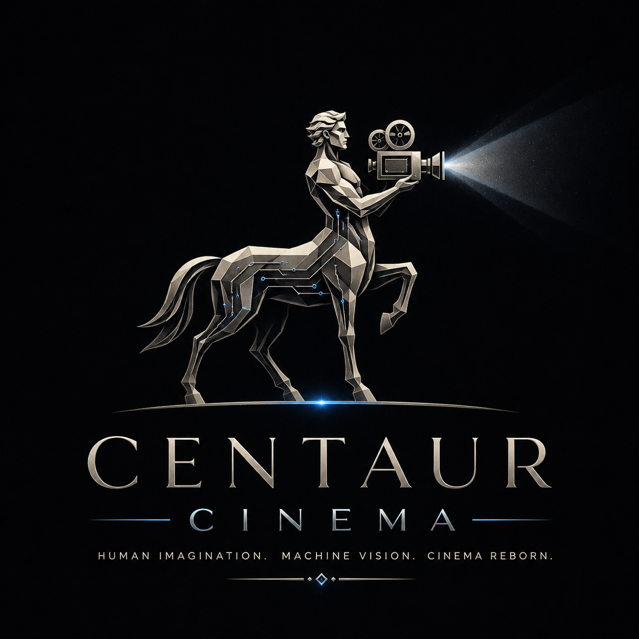 Centaur Cinema logo featuring a stylized centaur figure in a theatrical setting